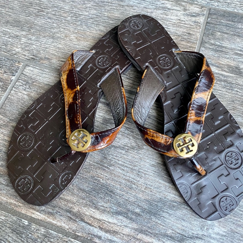 Tory Burch THORA Leopard Print Leather Sandals size 6